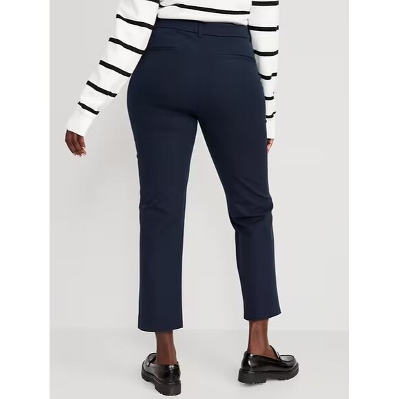 Old Navy High Rise Pixie Straight Ankle Pants Women 16 Tall Navy Blue StretchNEW - Picture 2 of 10